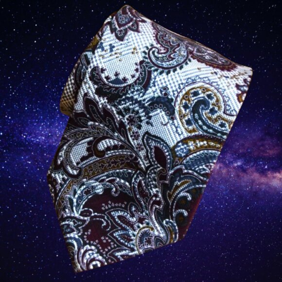 $590 BRIONI Handmade Burgundy Silver Floral Geometric Silk Tie Paisley Italy XL - Picture 2 of 13